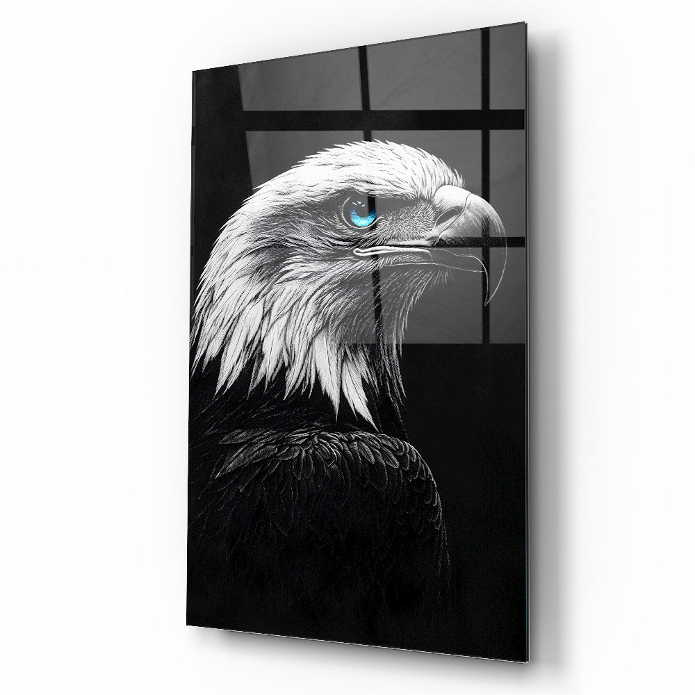 Mavi Gözlü Kartal Cam Tablo
