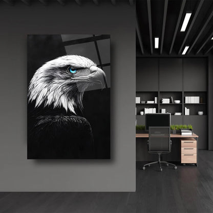 Mavi Gözlü Kartal Cam Tablo