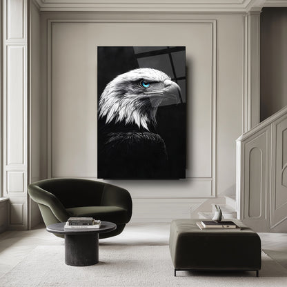 Mavi Gözlü Kartal Cam Tablo