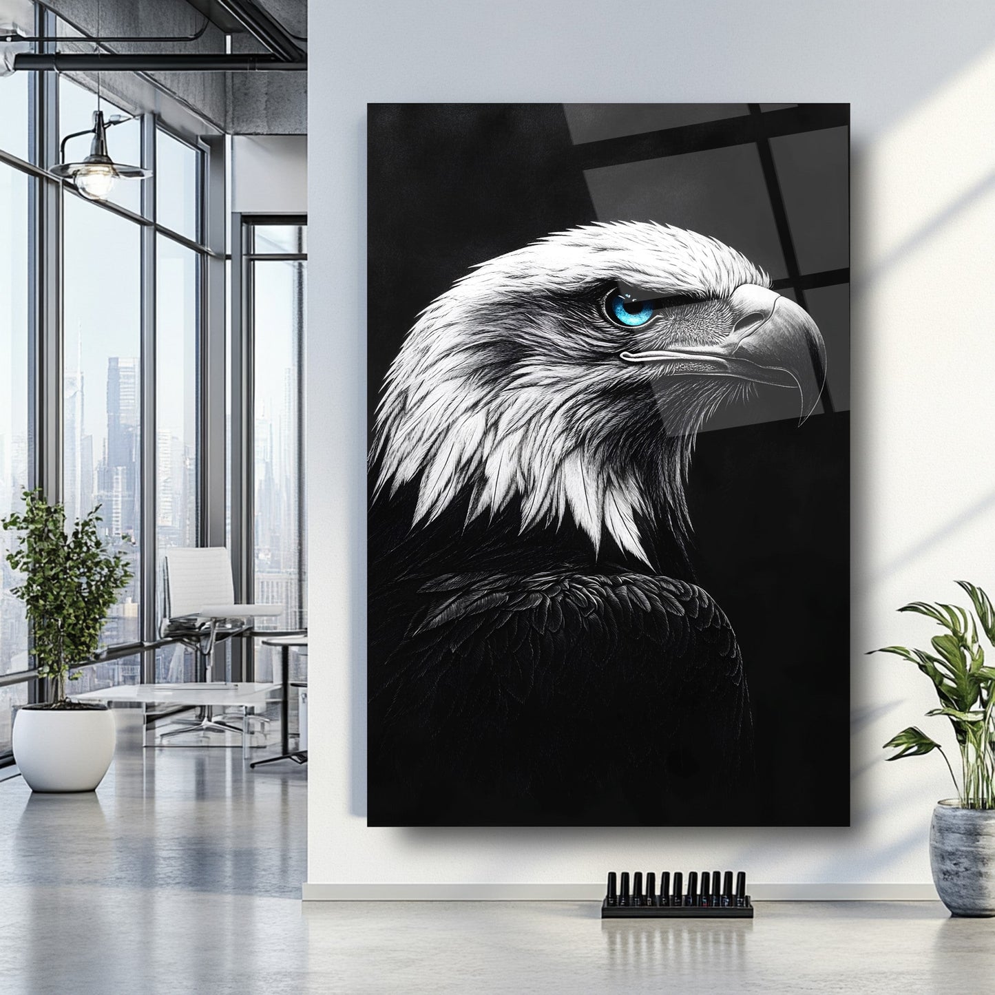 Mavi Gözlü Kartal Cam Tablo