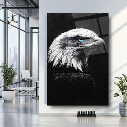 Mavi Gözlü Kartal Cam Tablo