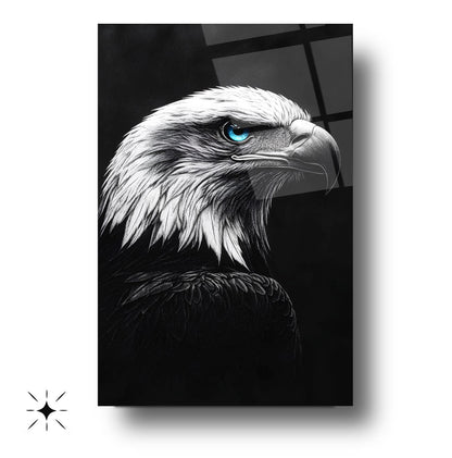 Mavi Gözlü Kartal Cam Tablo