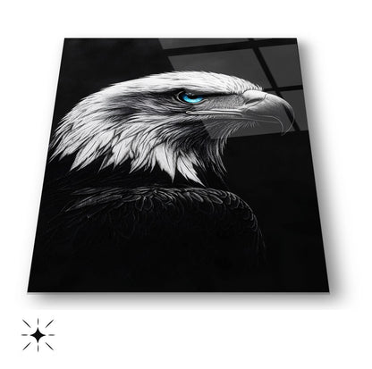 Mavi Gözlü Kartal Cam Tablo