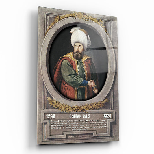 Osmanlı Padişahı Osman Gazi Cam Tablo