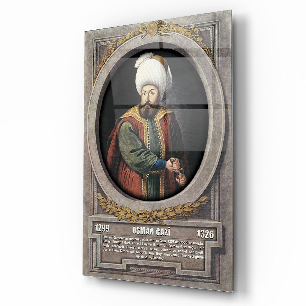 Osmanlı Padişahı Osman Gazi Cam Tablo