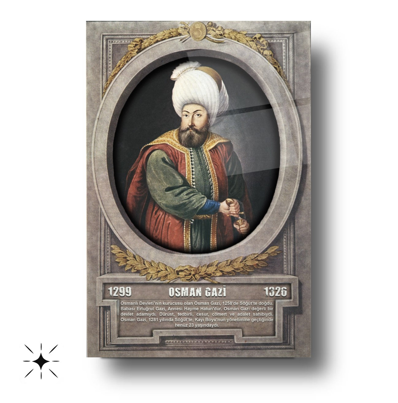 Osmanlı Padişahı Osman Gazi Cam Tablo