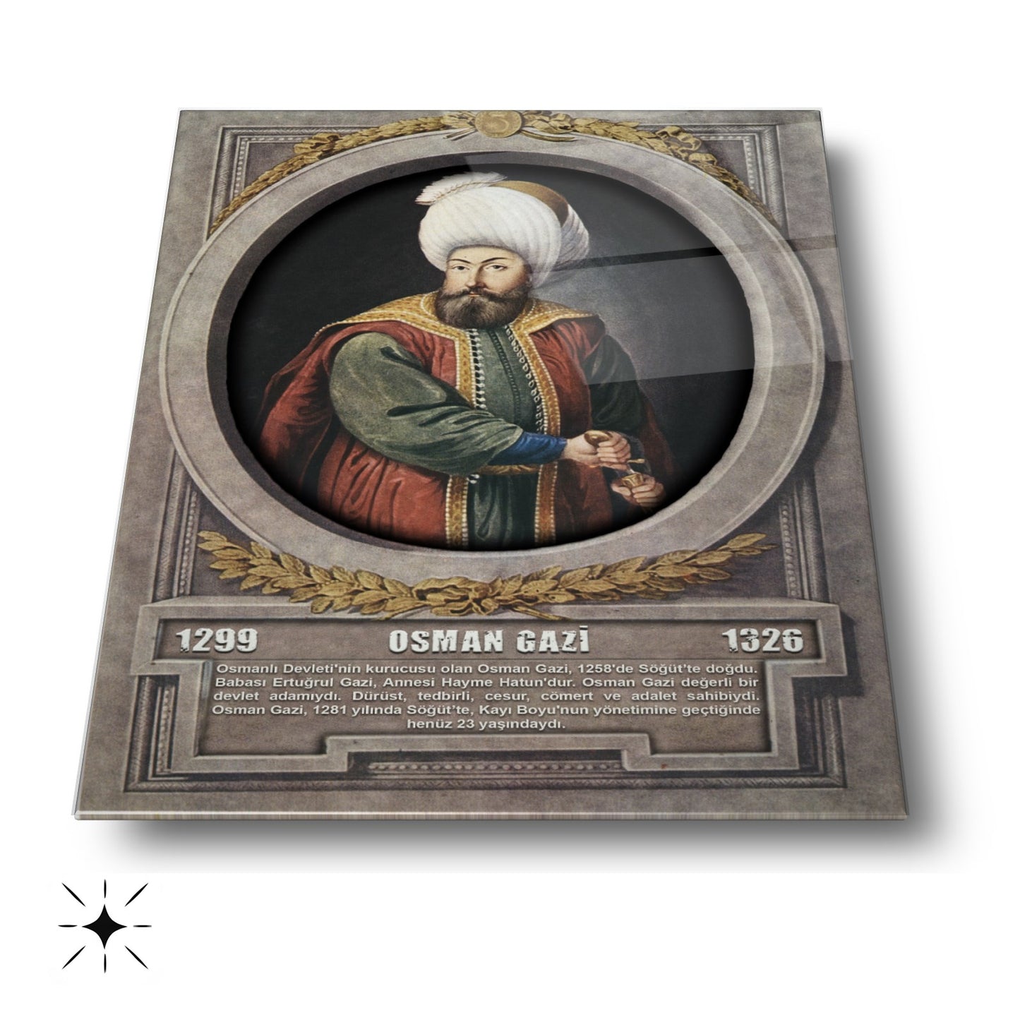 Osmanlı Padişahı Osman Gazi Cam Tablo