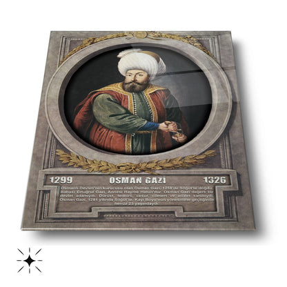 Osmanlı Padişahı Osman Gazi Cam Tablo