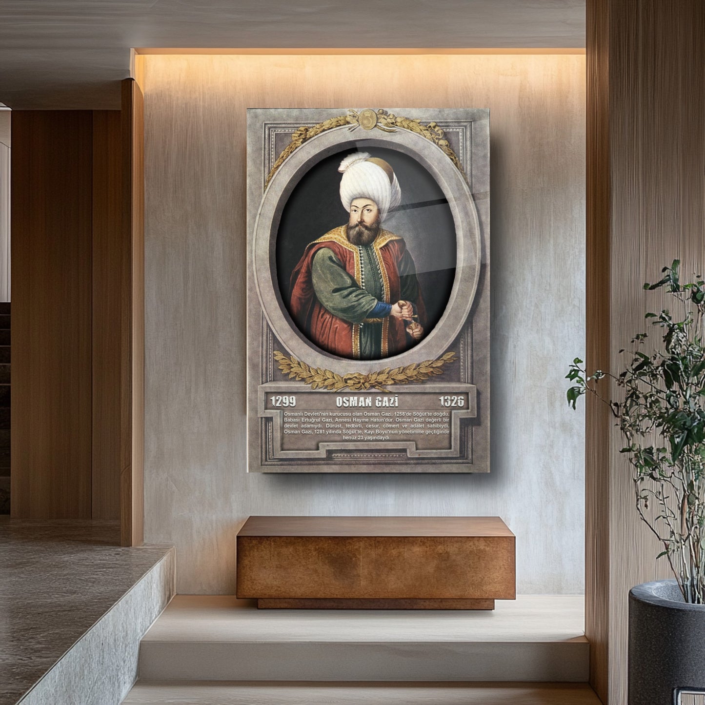 Osmanlı Padişahı Osman Gazi Cam Tablo