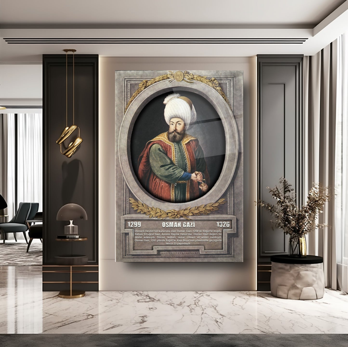Osmanlı Padişahı Osman Gazi Cam Tablo