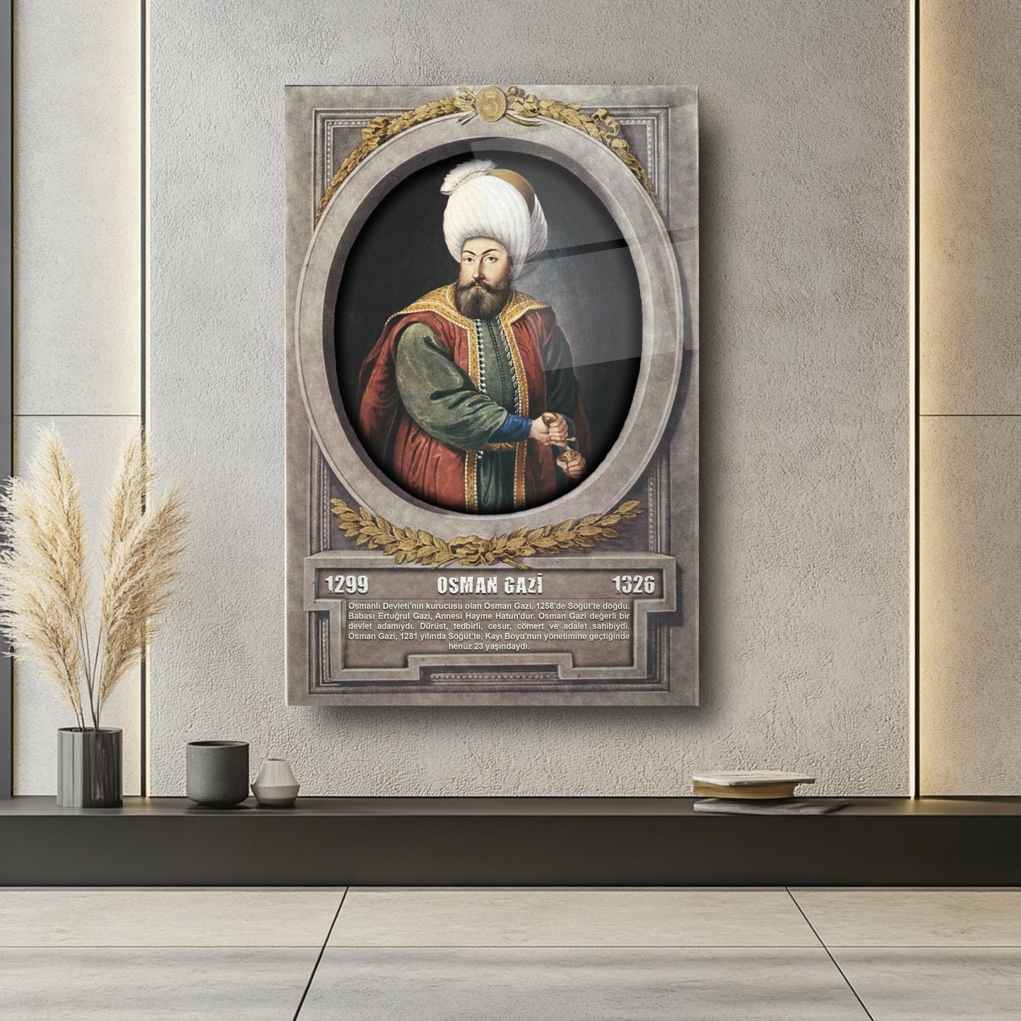 Osmanlı Padişahı Osman Gazi Cam Tablo