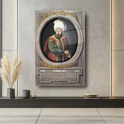 Osmanlı Padişahı Osman Gazi Cam Tablo