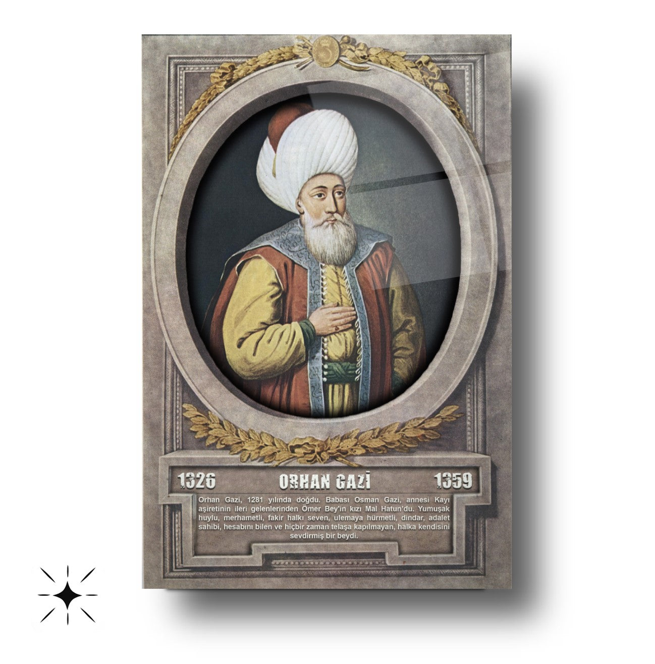 Osmanlı Padişahı Orhan Gazi Cam Tablo