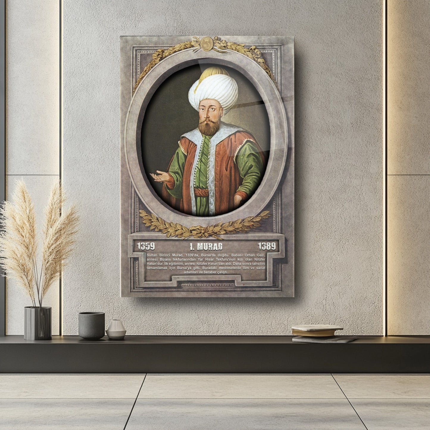 Osmanlı Padişahı 1. Murad Cam Tablo