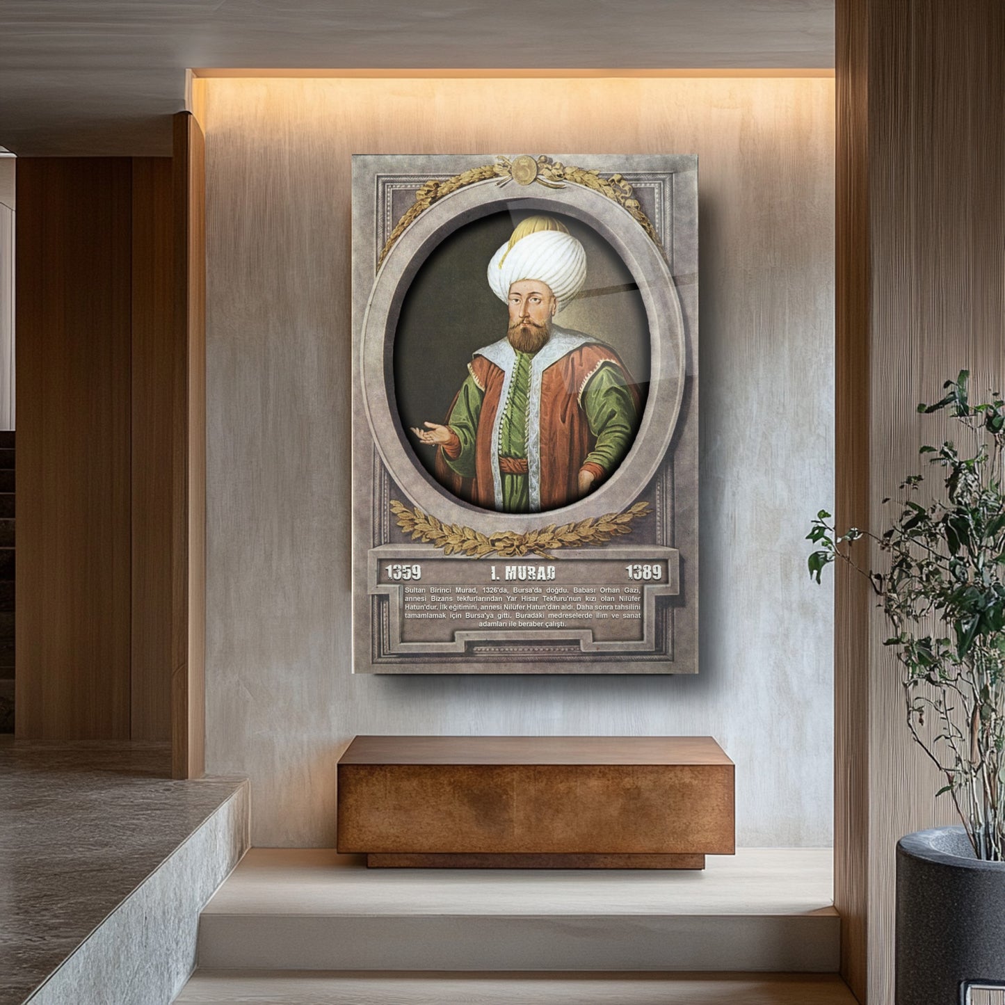 Osmanlı Padişahı 1. Murad Cam Tablo