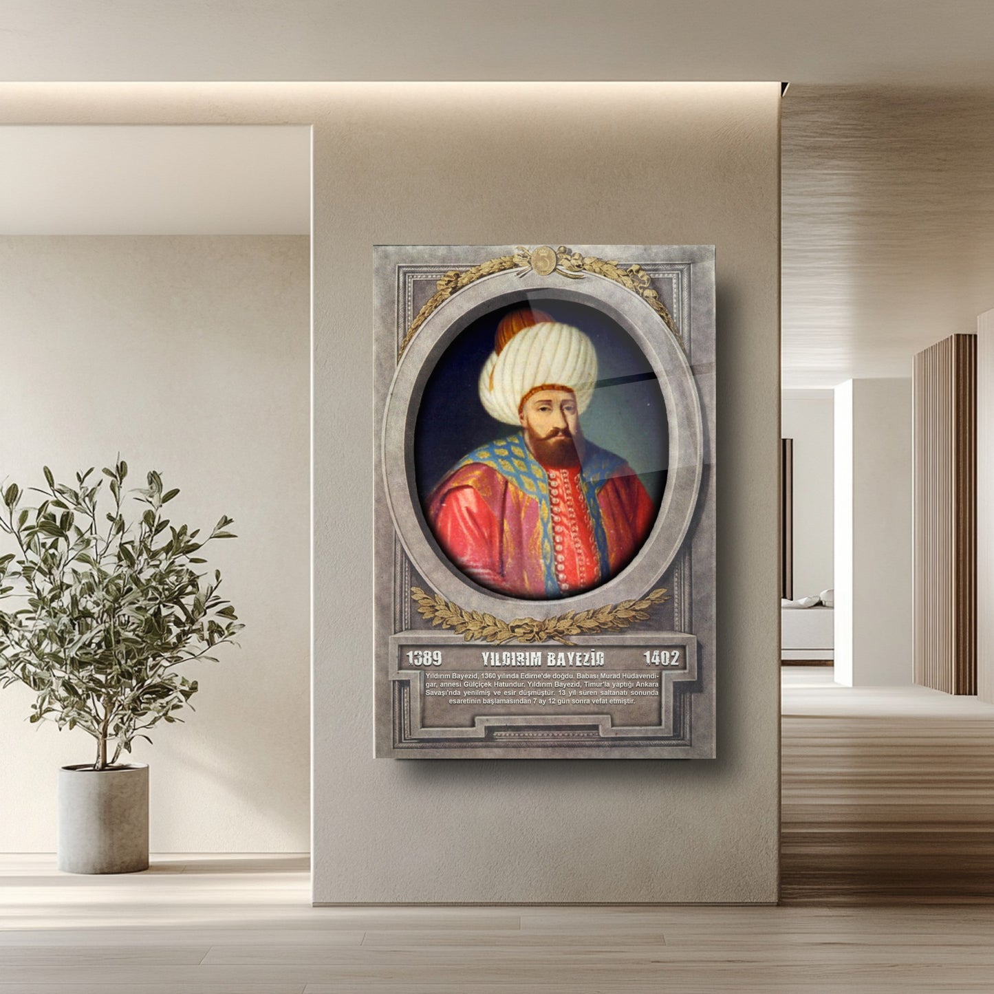 Osmanlı Padişahı Yıldırım Bayezid Cam Tablo