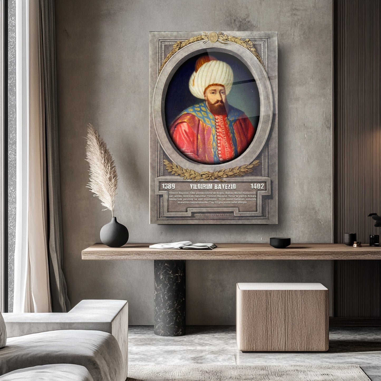Osmanlı Padişahı Yıldırım Bayezid Cam Tablo