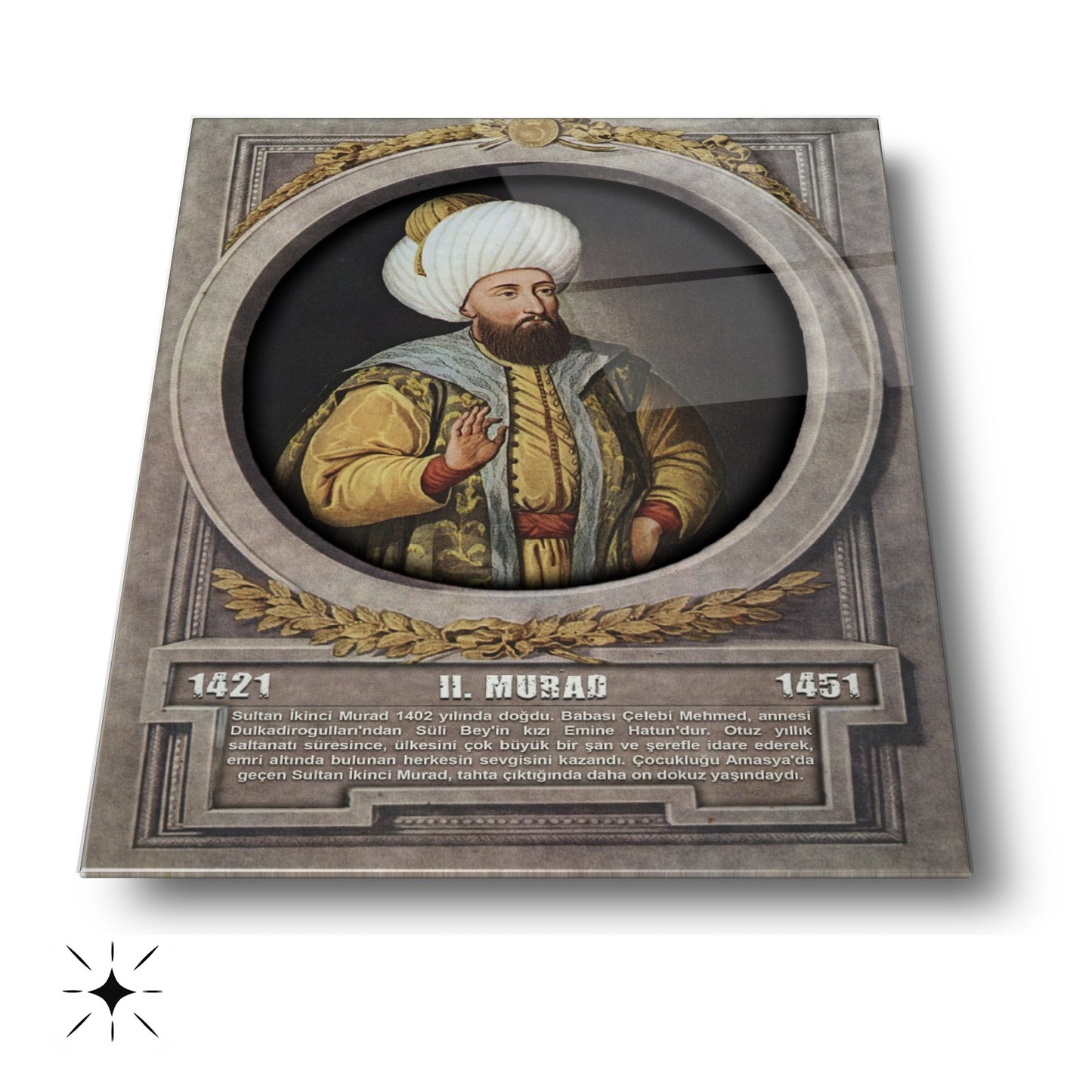 Osmanlı Padişahı 2. Murad Cam Tablo