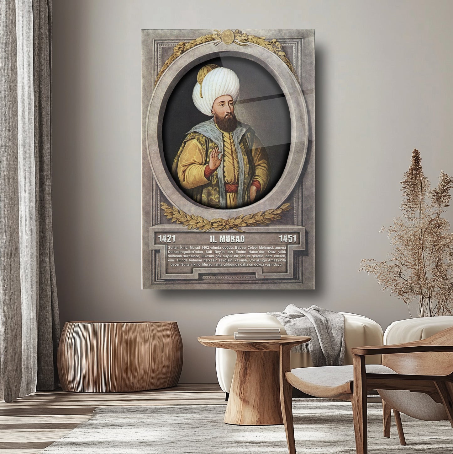 Osmanlı Padişahı 2. Murad Cam Tablo