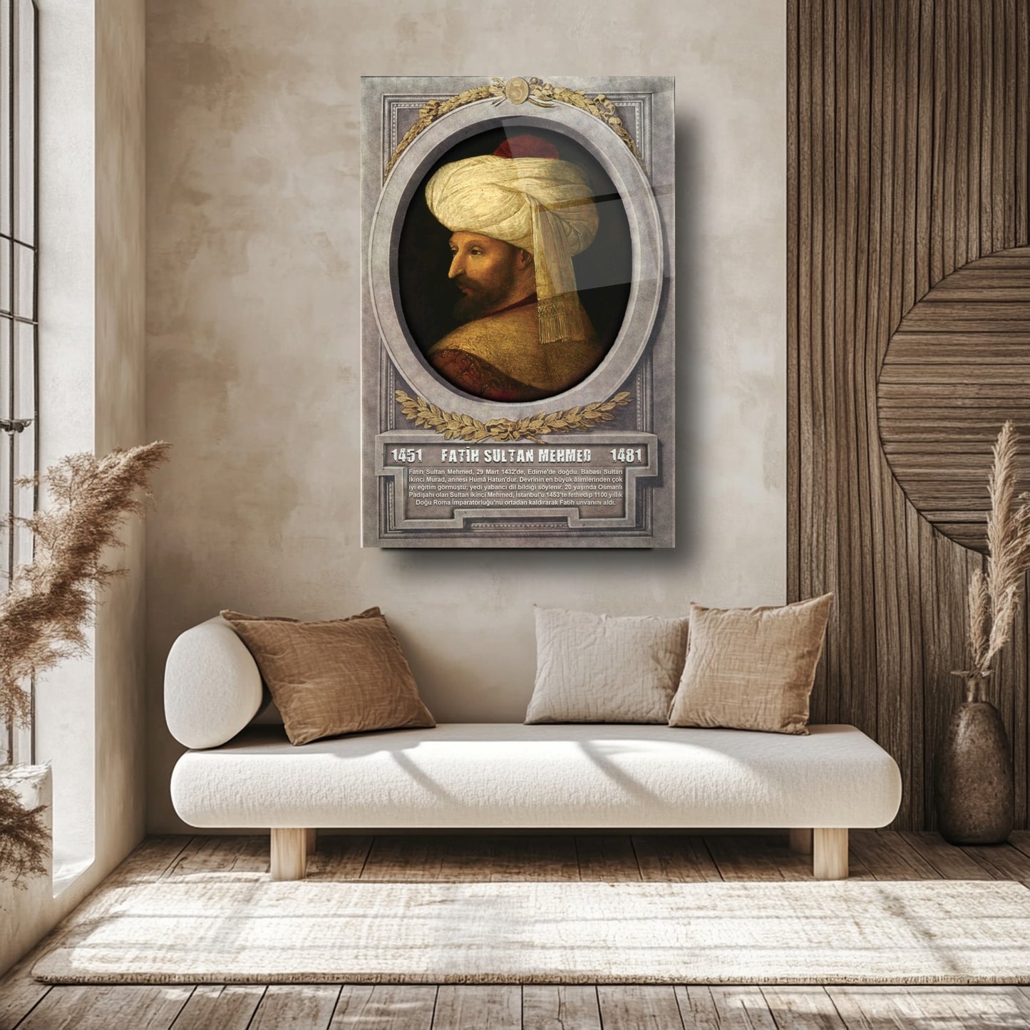 Osmanlı Padişahı Fatih Sultan Mehmet Cam Tablo