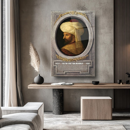 Osmanlı Padişahı Fatih Sultan Mehmet Cam Tablo