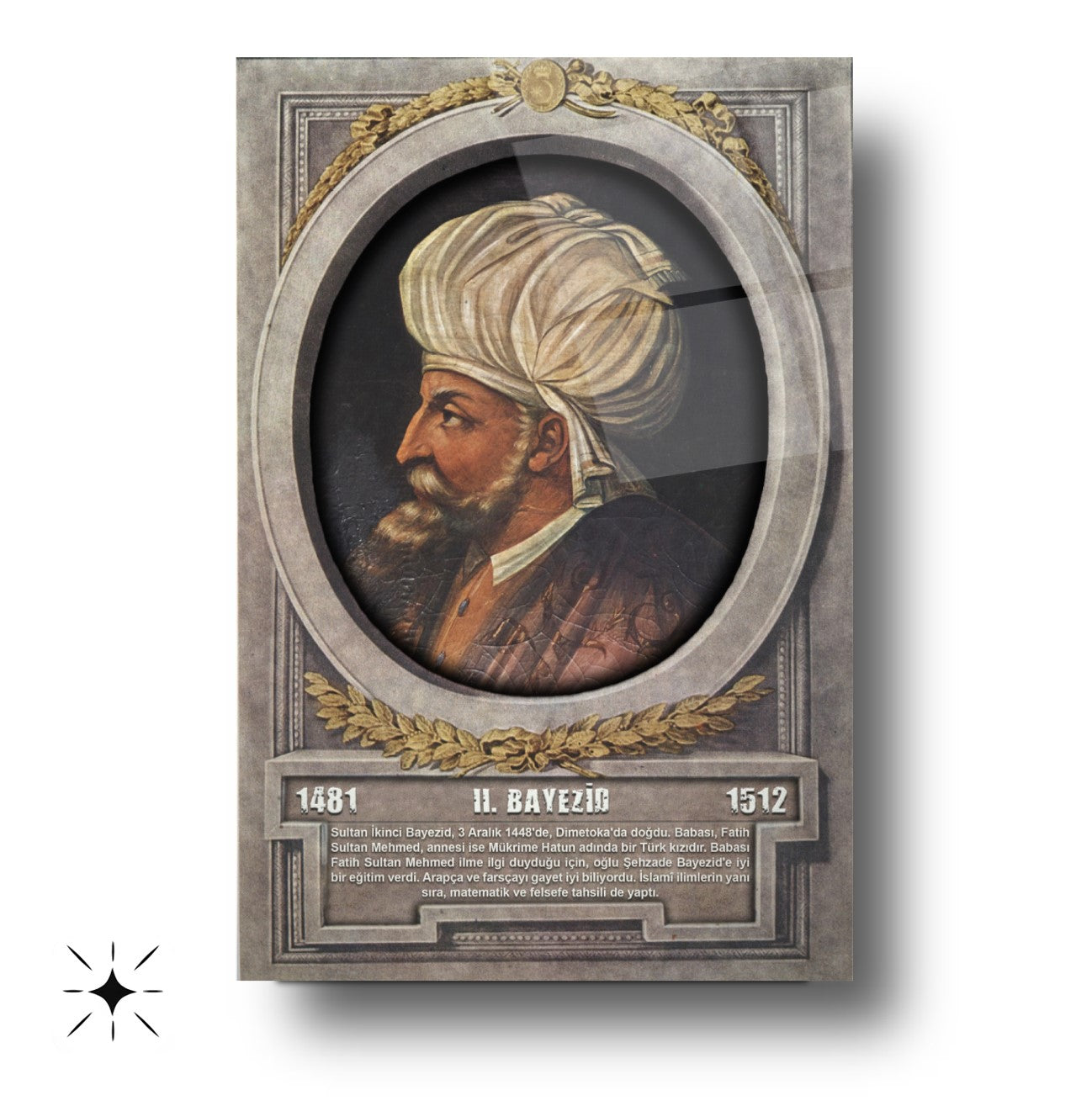 Osmanlı Padişahı 2. Bayezid Cam Tablo