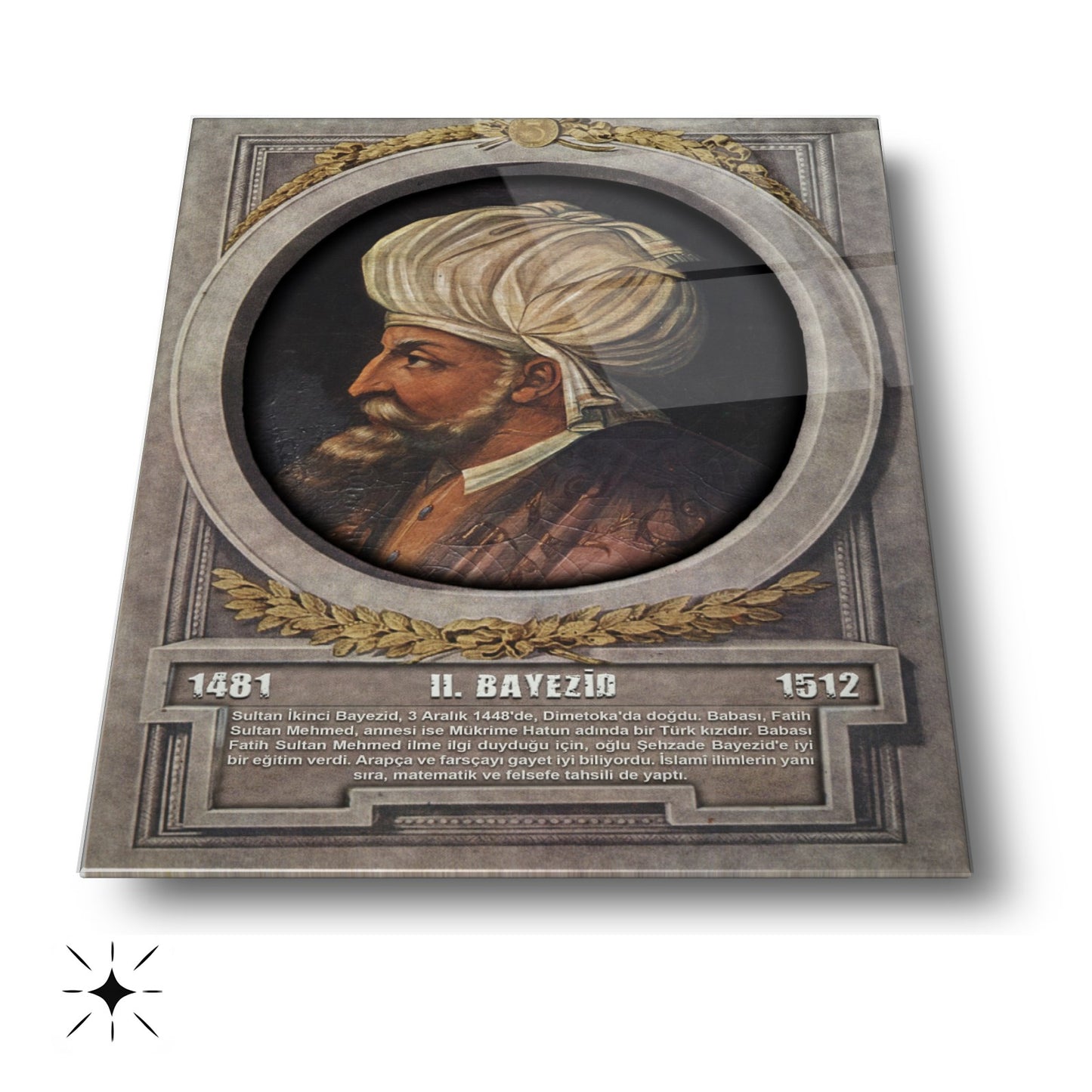 Osmanlı Padişahı 2. Bayezid Cam Tablo