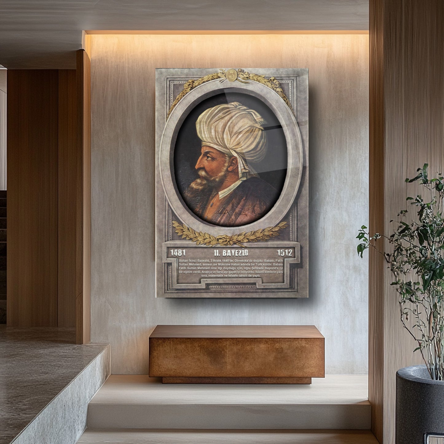 Osmanlı Padişahı 2. Bayezid Cam Tablo