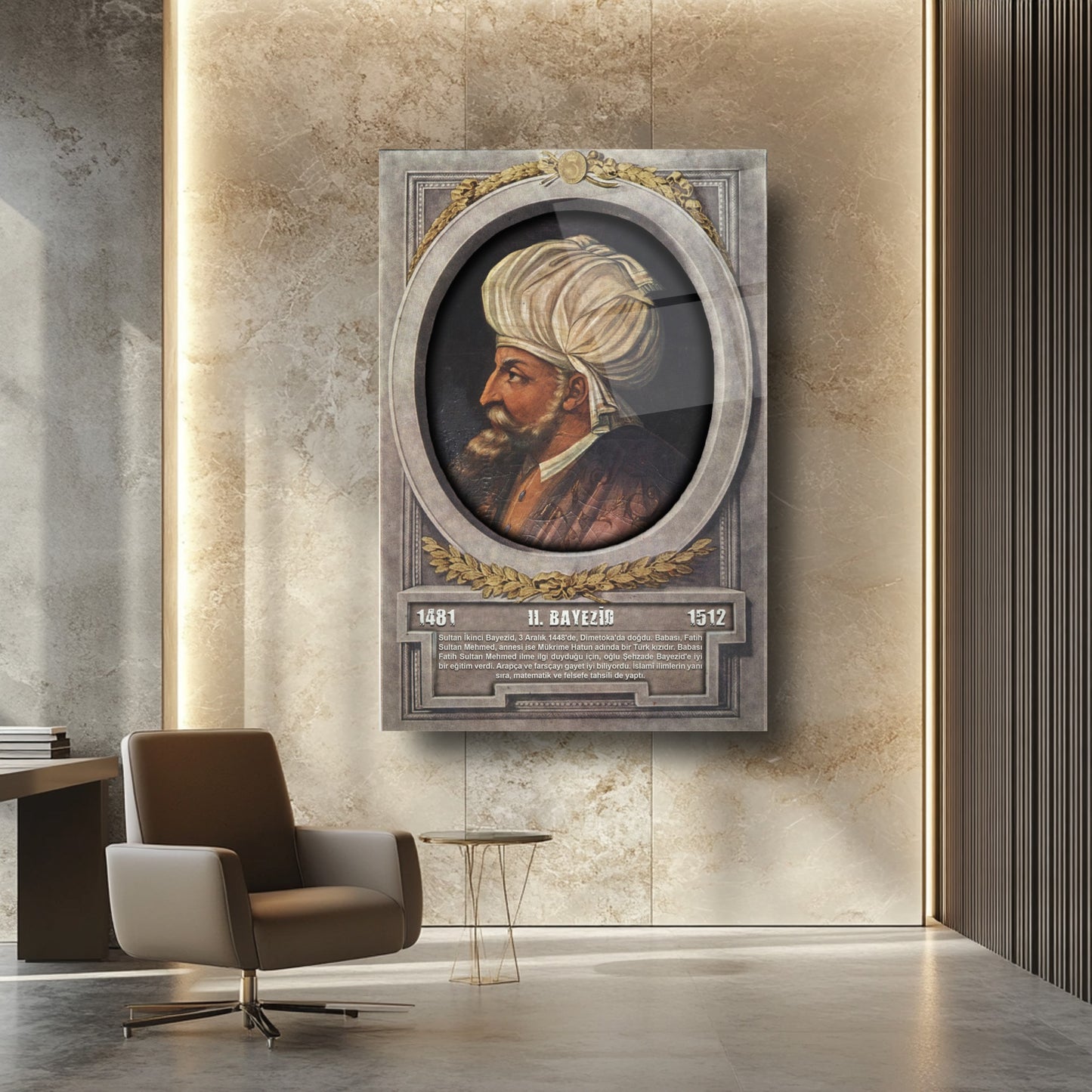 Osmanlı Padişahı 2. Bayezid Cam Tablo