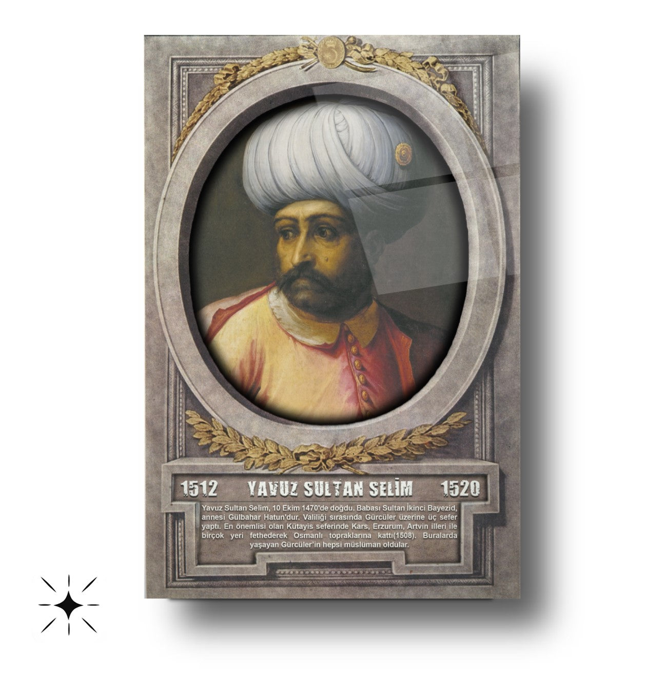 Osmanlı Padişahı Yavuz Sultan Selim Cam Tablo