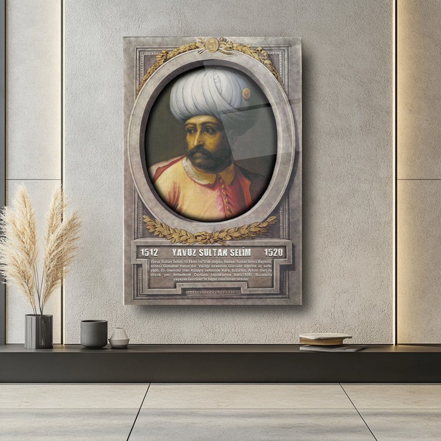 Osmanlı Padişahı Yavuz Sultan Selim Cam Tablo