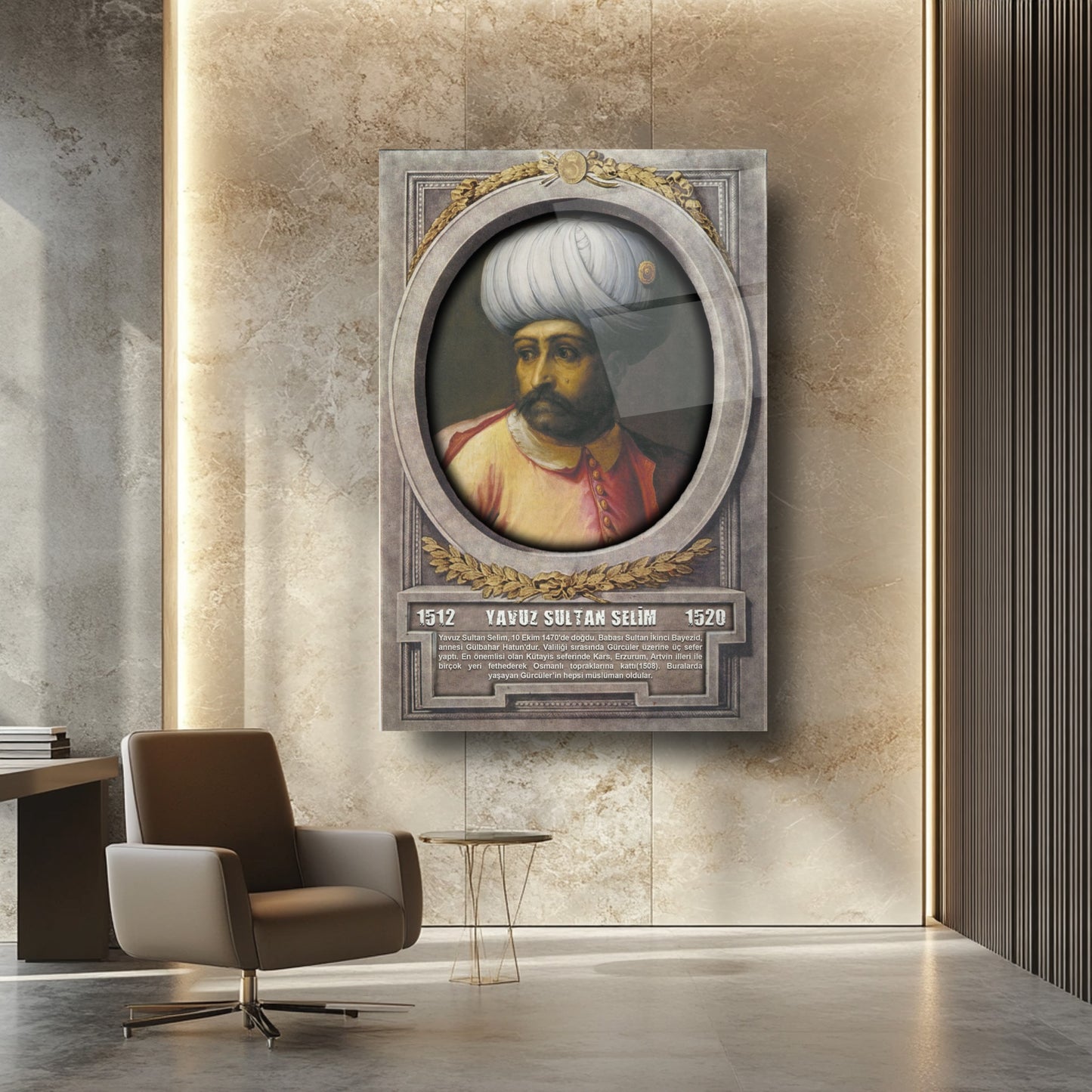 Osmanlı Padişahı Yavuz Sultan Selim Cam Tablo