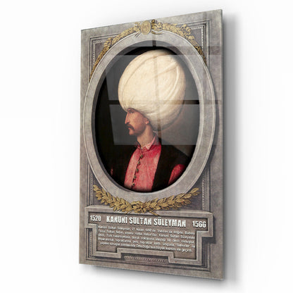 Osmanlı Padişahı Kanuni Sultan Süleyman Cam Tablo