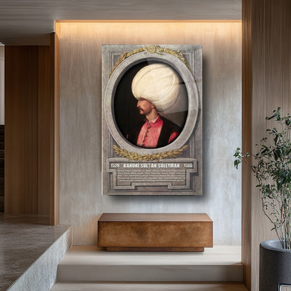 Osmanlı Padişahı Kanuni Sultan Süleyman Cam Tablo