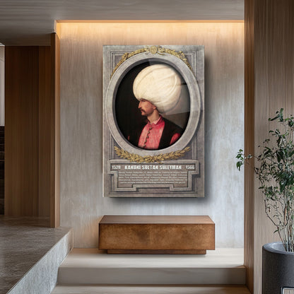 Osmanlı Padişahı Kanuni Sultan Süleyman Cam Tablo