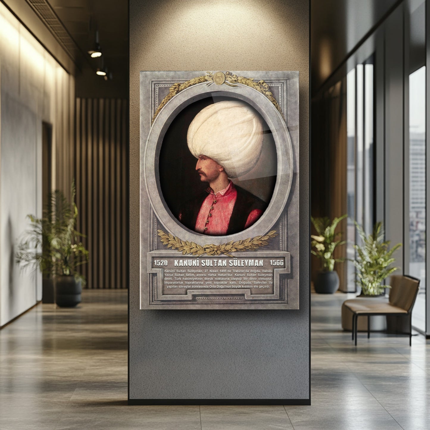 Osmanlı Padişahı Kanuni Sultan Süleyman Cam Tablo