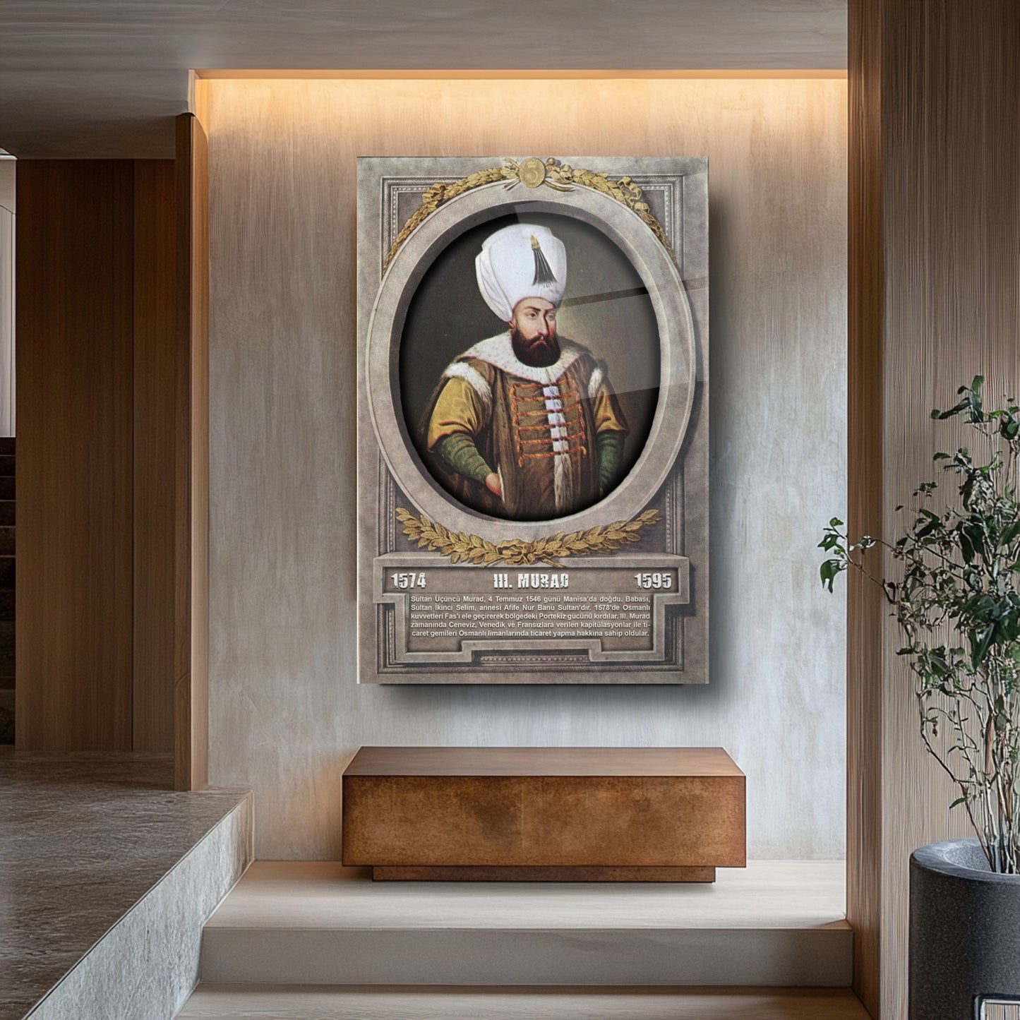 Osmanlı Padişahı 3. Murad Cam Tablo