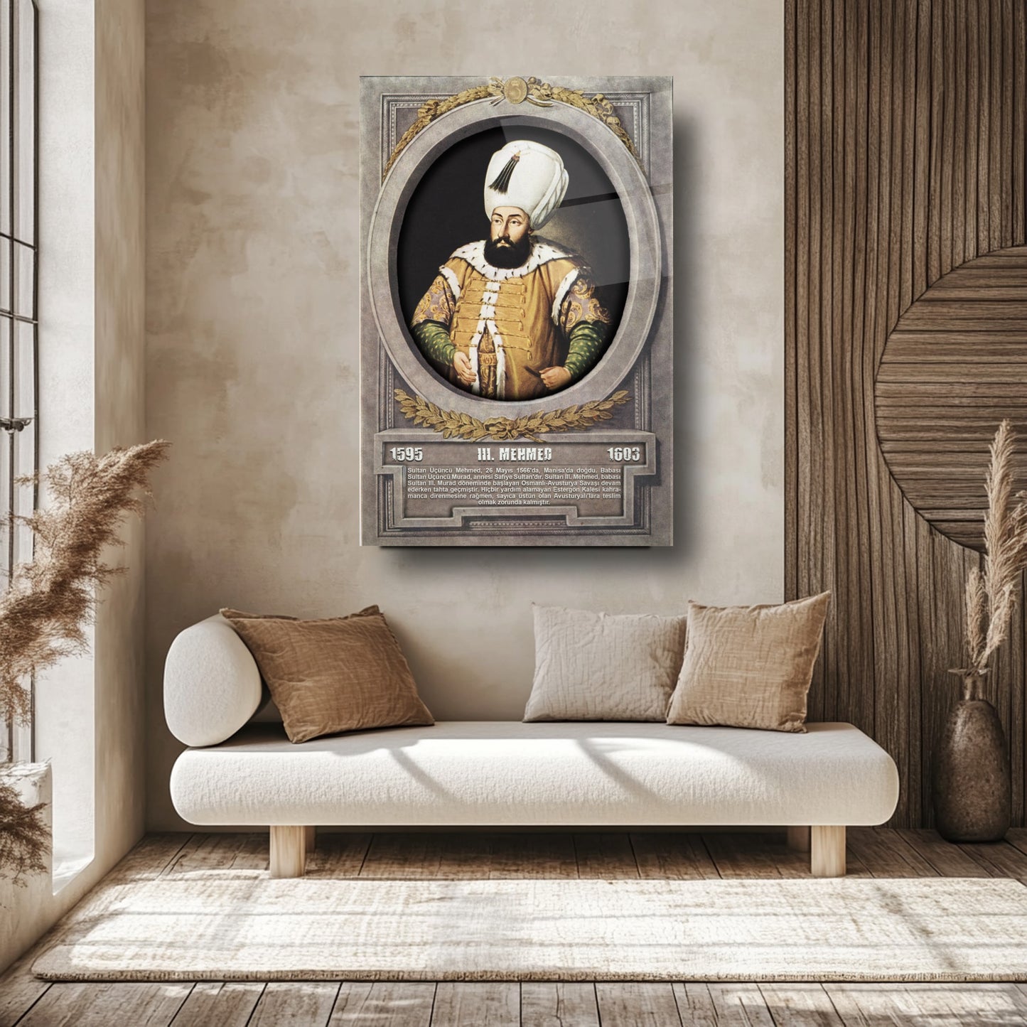 Osmanlı Padişahı 3. Mehmed Cam Tablo