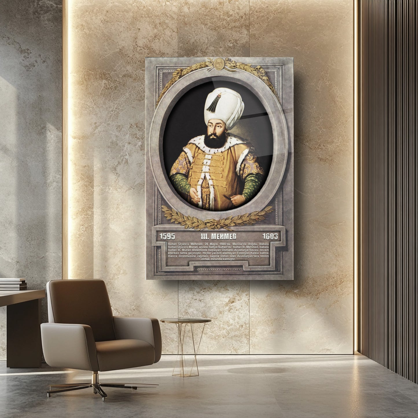 Osmanlı Padişahı 3. Mehmed Cam Tablo