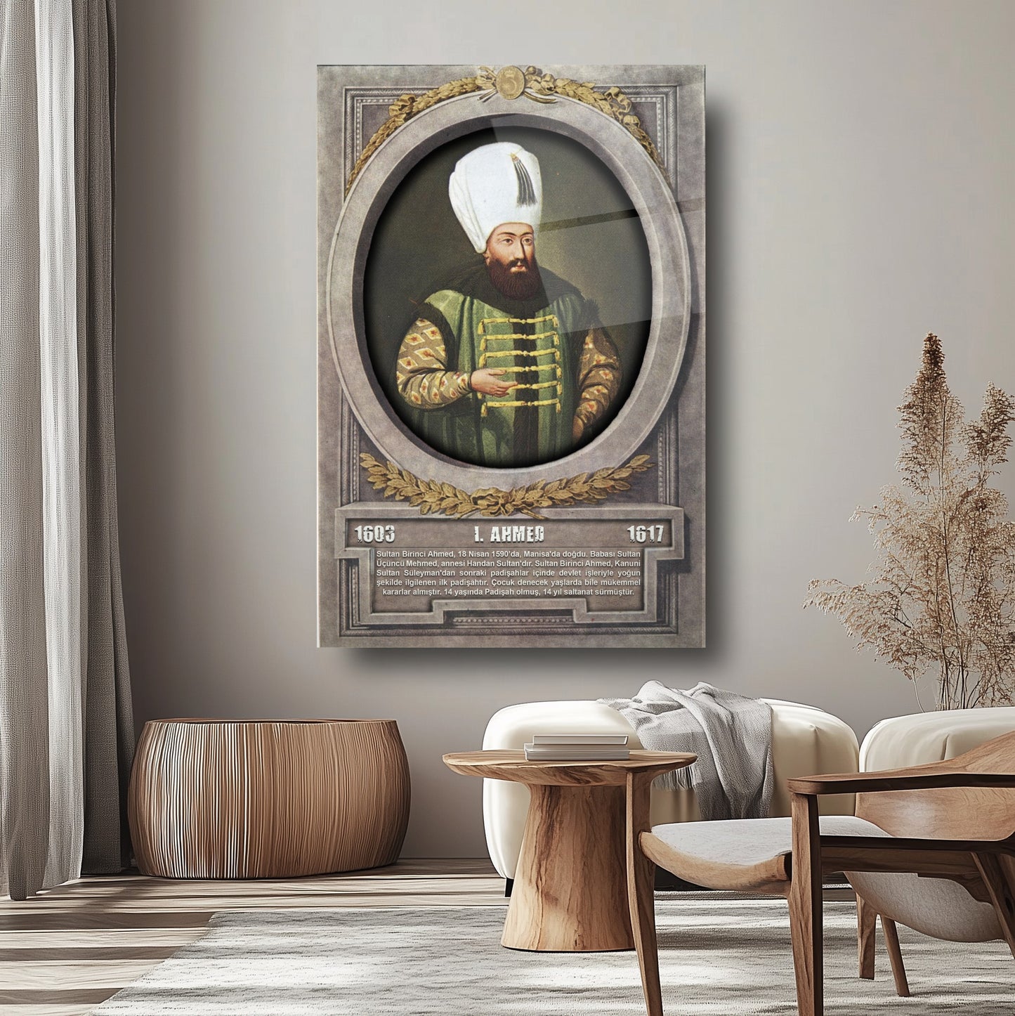 Osmanlı Padişahı 1. Ahmed Cam Tablo