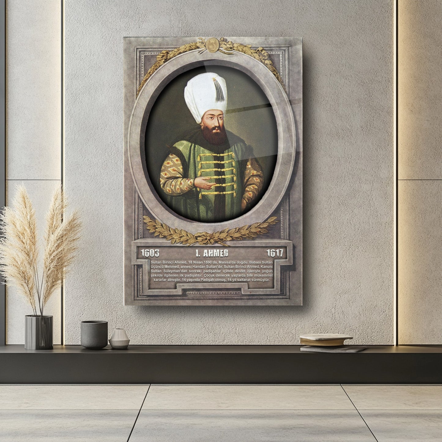 Osmanlı Padişahı 1. Ahmed Cam Tablo