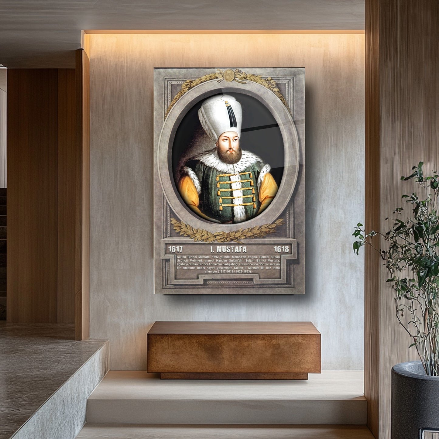 Osmanlı Padişahı 1. Mustafa Cam Tablo