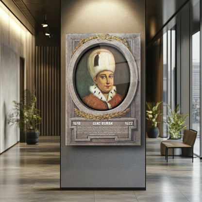 Osmanlı Padişahı Genç Osman Cam Tablo