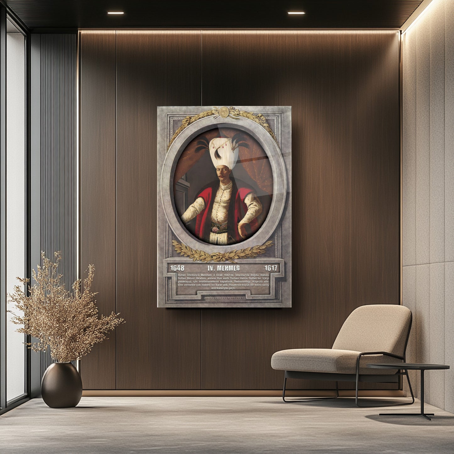 Osmanlı Padişahı 4. Mehmed Cam Tablo