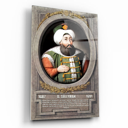 Osmanlı Padişahı 2. Süleyman Cam Tablo
