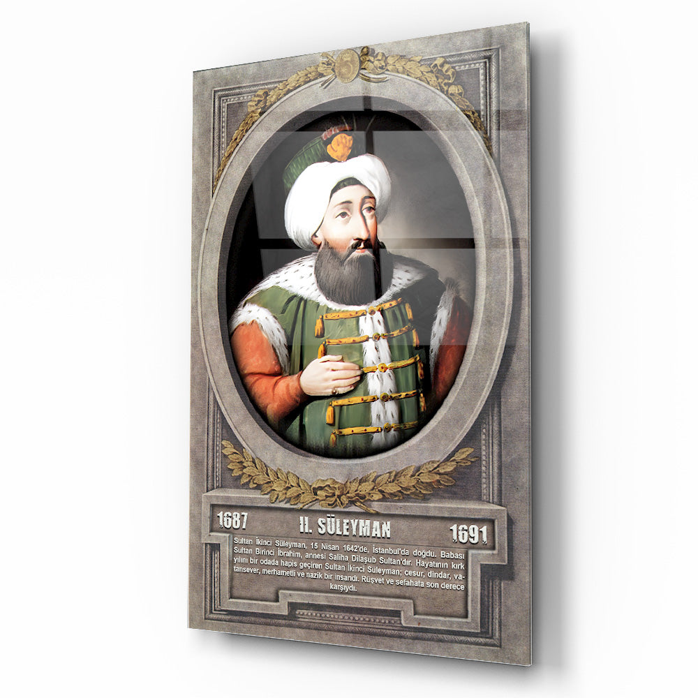 Osmanlı Padişahı 2. Süleyman Cam Tablo