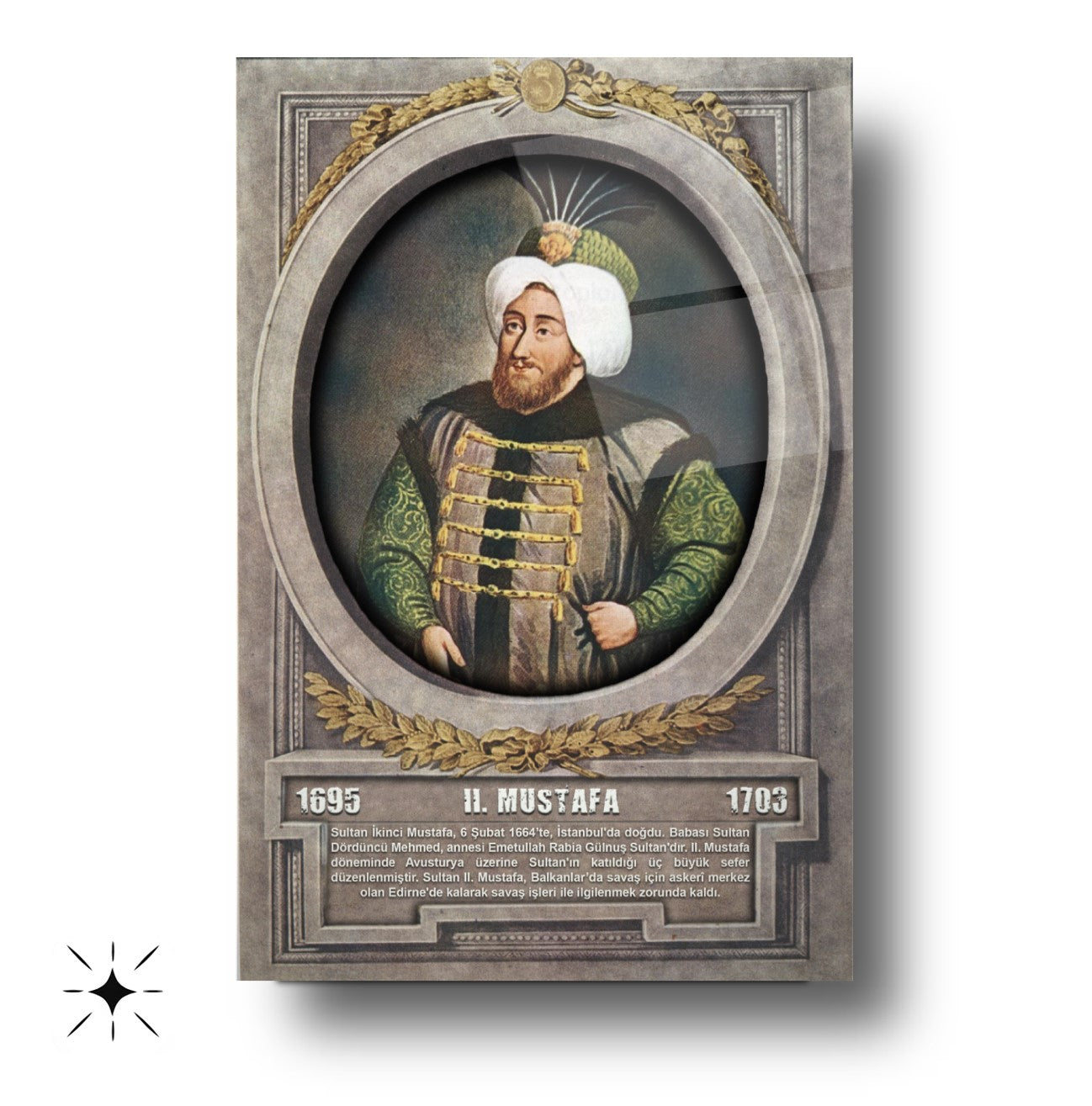 Osmanlı Padişahı 2. Mustafa Cam Tablo
