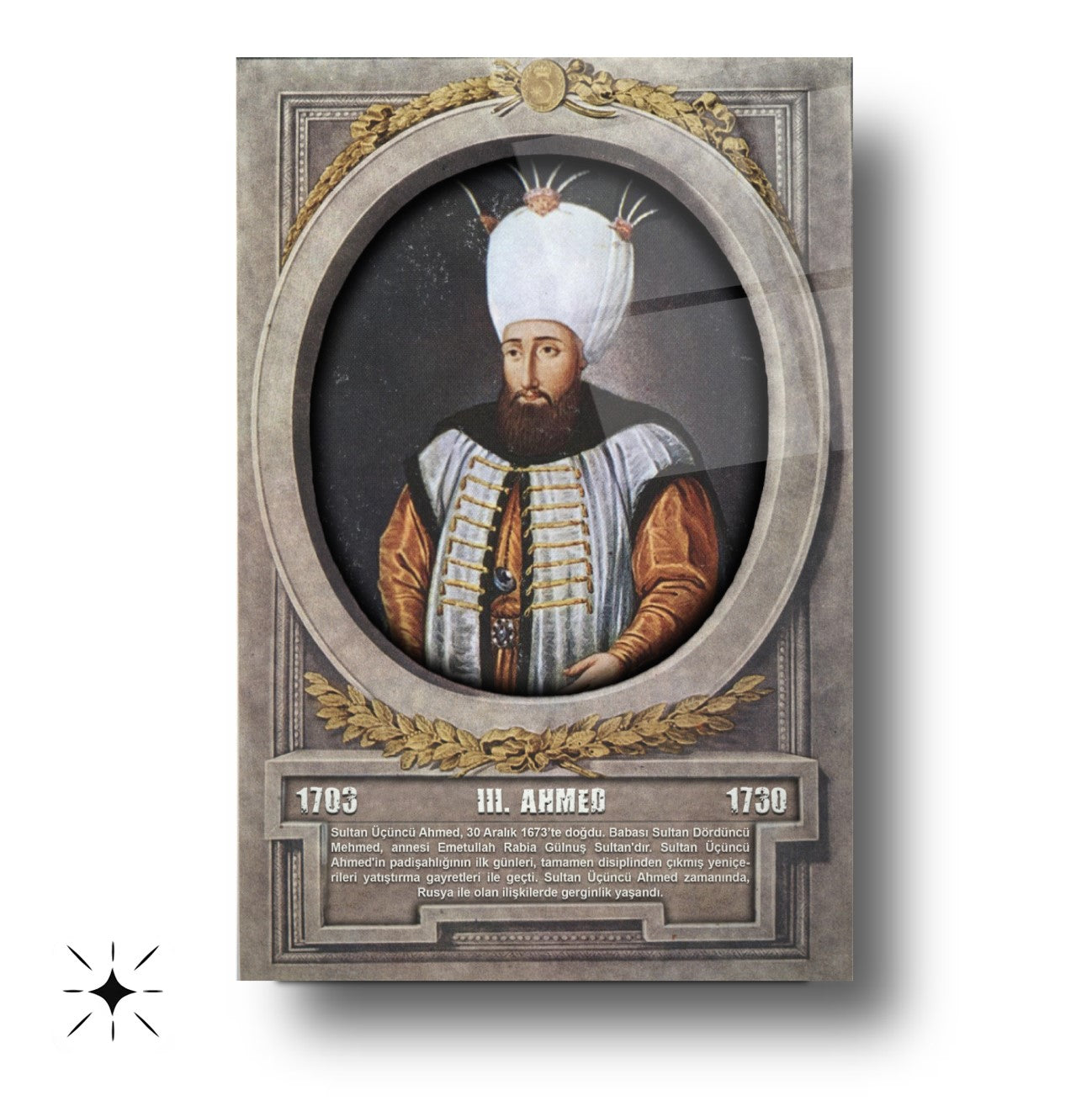 Osmanlı Padişahı 3. Ahmed Cam Tablo