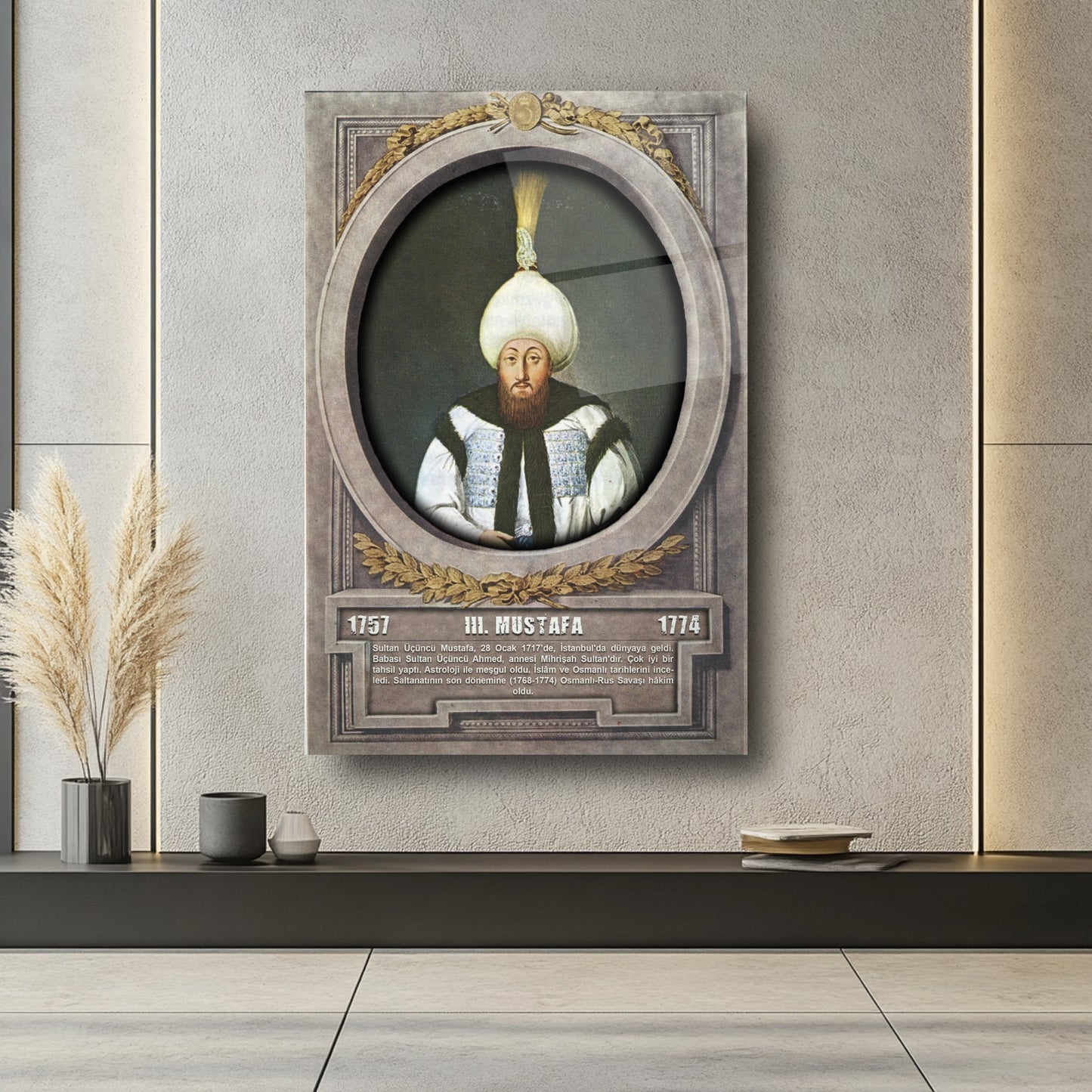 Osmanlı Padişahı 3. Mustafa Cam Tablo