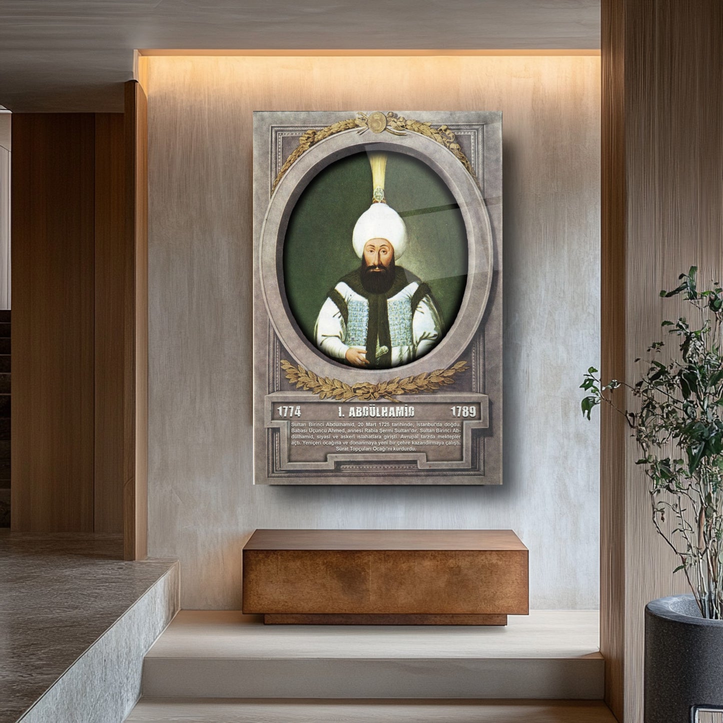 Osmanlı Padişahı 1. Abdülhamid Cam Tablo